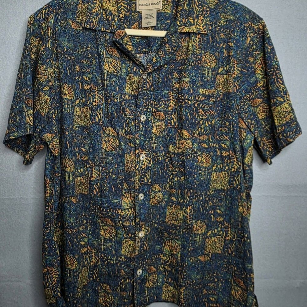 Men’s Large Scandia Woods 100% Cotton Tropical  Short Sleeve Button Down Shirt